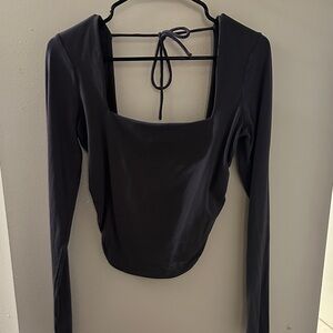 Elegant Charcoal Grey Long Sleeve Top